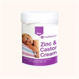 HEALTHPOINT ZINC & CASTOR CREAM ( WATER + CETEARYL ALCOHOL + LIQUID PARAFFIN + GLYCERYL STEARATE + ZINC OXIDE + PETROLATUM + RICINUS COMMUNISCAS ) 225 GM 